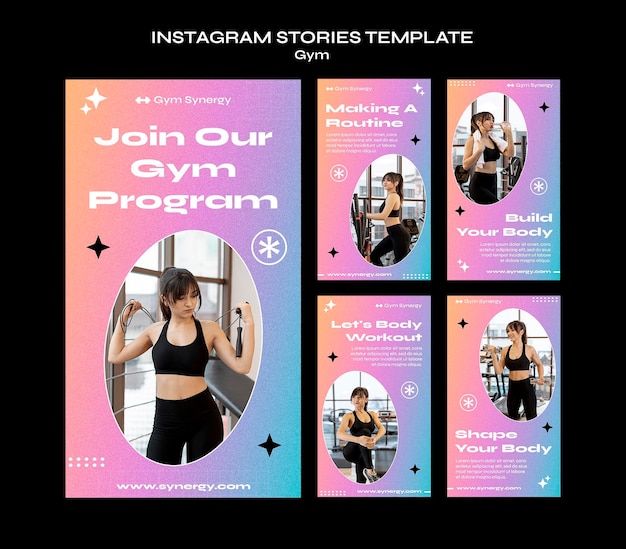 Modello di storie di instagram di programma di palestra