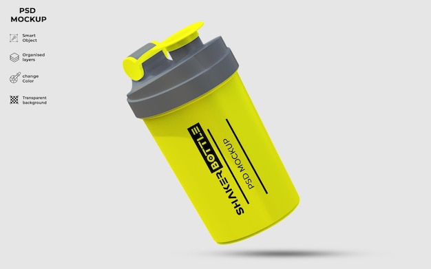 PSD gym shaker bottle packaging mockup