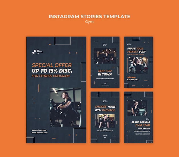 PSD gym sjabloonontwerp instagramverhalen