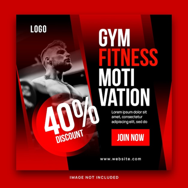 Gym social media post design motivation banner