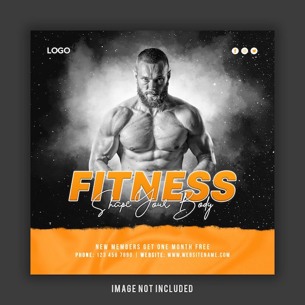 Gym social media post design template psd