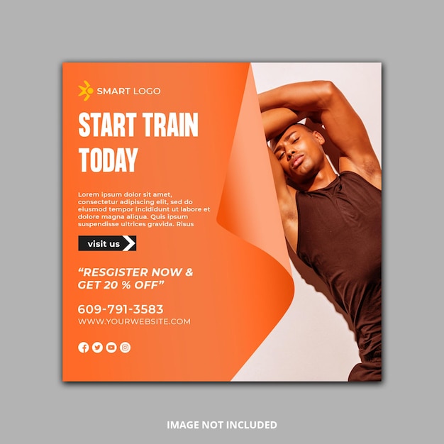 PSD gym social media post template