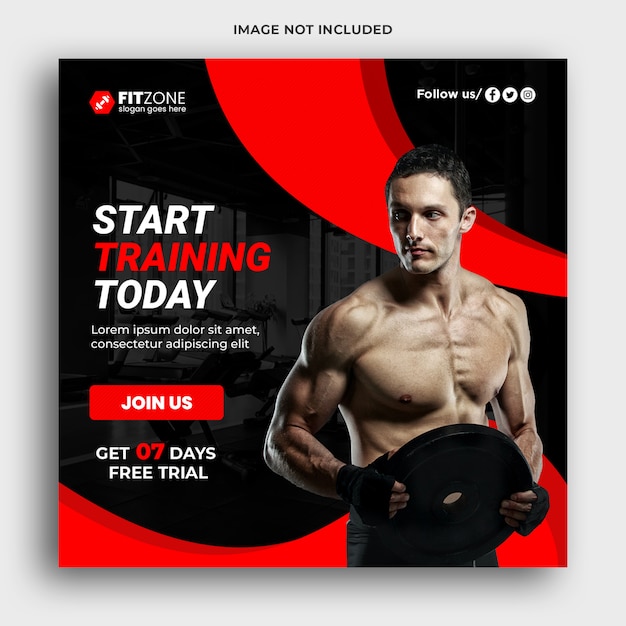 Gym social media and web banner template Premium Psd