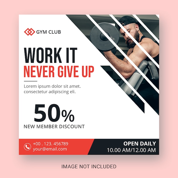 Gym square flyer template