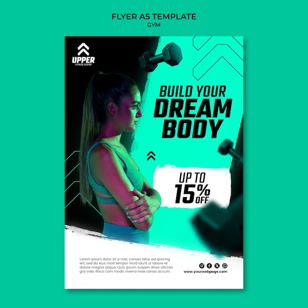 PSD gym training flyer template