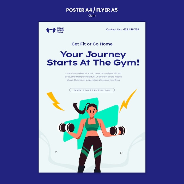 PSD gym training flyer template