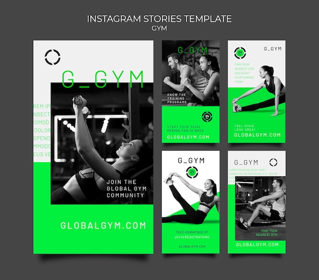 PSD gym training instagram stories