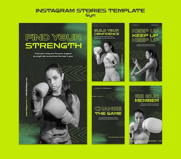 PSD gym training instagram stories