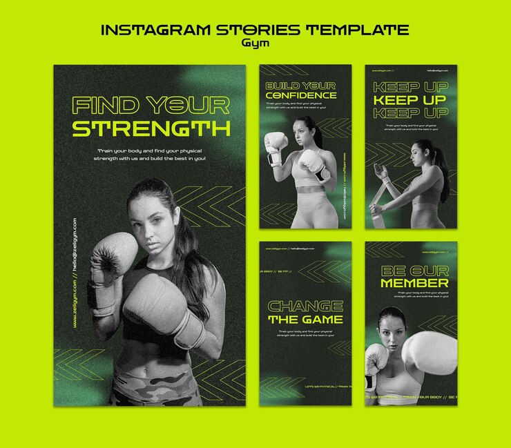 PSD истории тренировок в тренажерном зале instagram