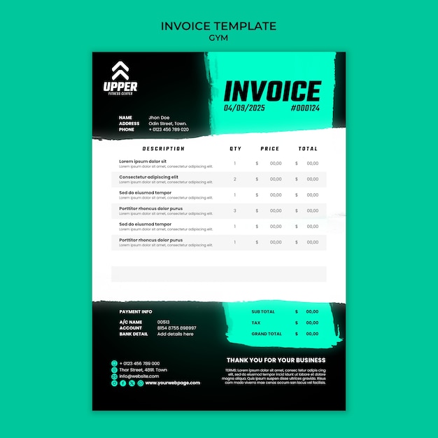 PSD gym training invoice template