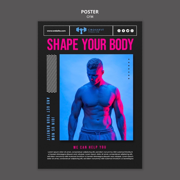 PSD gym vertical print template