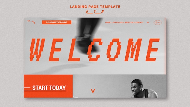 PSD gym web template with photo