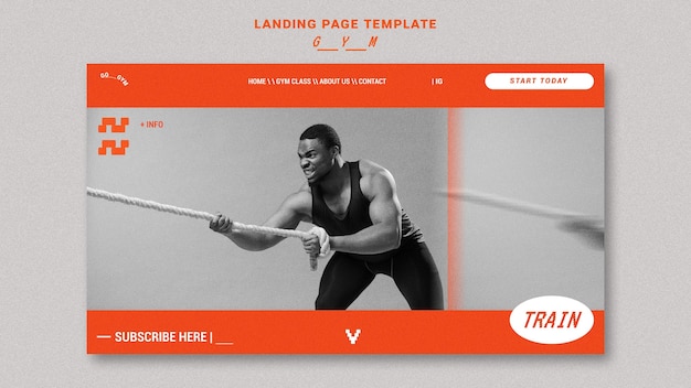 PSD gym web template with photo