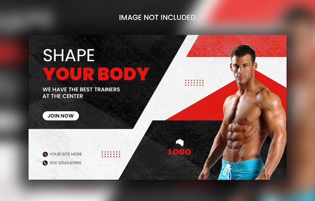 Gym Workout  fitness social media banner template