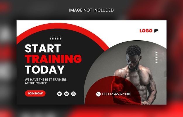 PSD gym workout  fitness social media banner template