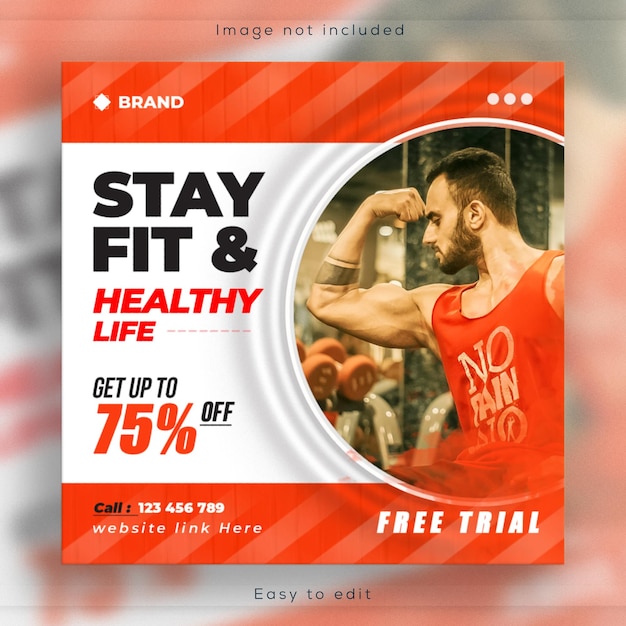 Palestra e fitness social media post banner web o modello di instagram design