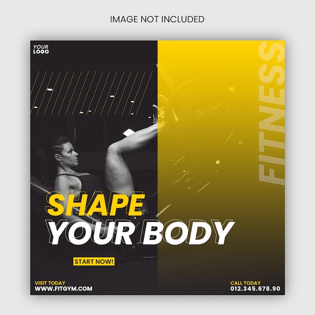 PSD gym workout instagram post en web design template