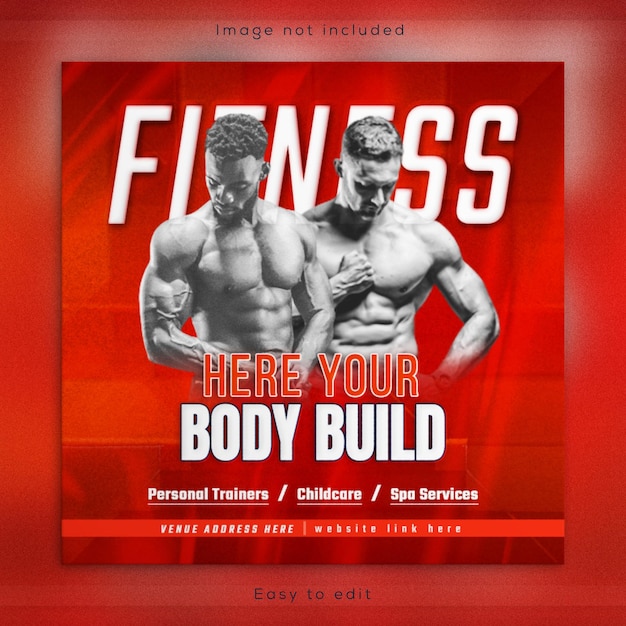 Gym Workout Strefa Fitness Promocyjny Baner Społecznościowy Nowoczesny Projekt Szablonu Postu Na Instagramie