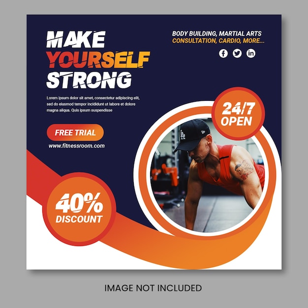 PSD gymfitness social media banner design