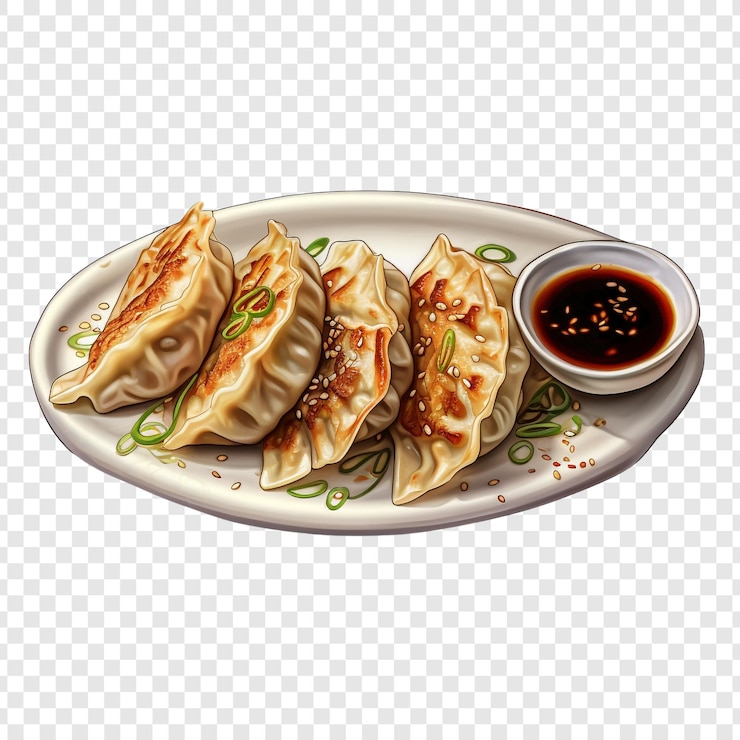 PSD gyoza isolated on transparent background