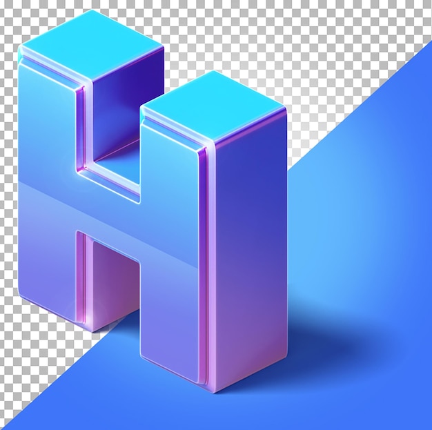 PSD h isometric 3d letter