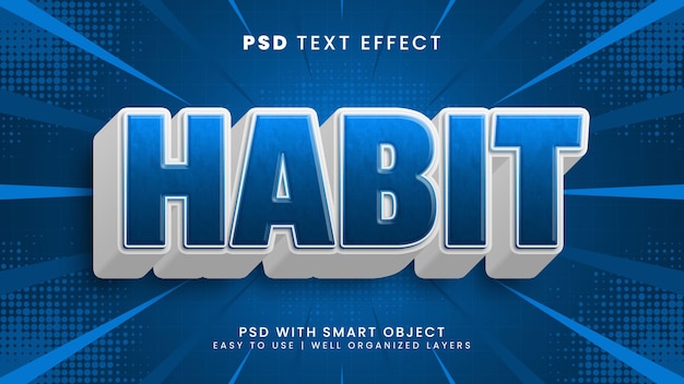 Habit good vibes 3d editable text effect with funny and cartoon text style