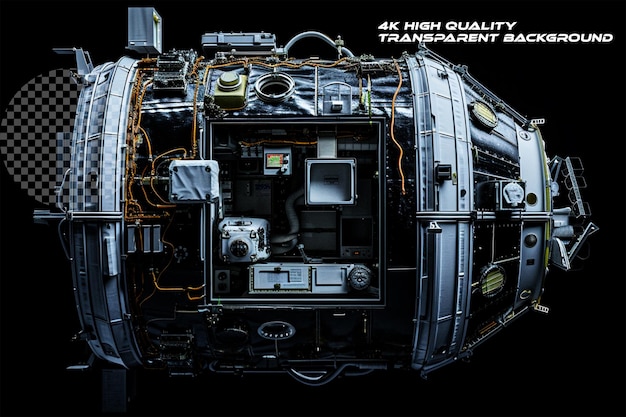 Habitable artificial satellite on transparent background