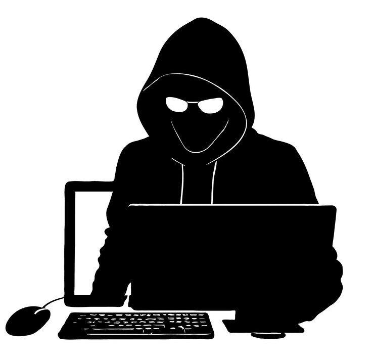 PSD hacker computer technology challenge illustration silhouette style