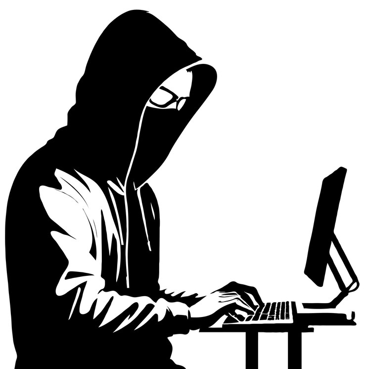 PSD hacker computer technology challenge illustration silhouette style