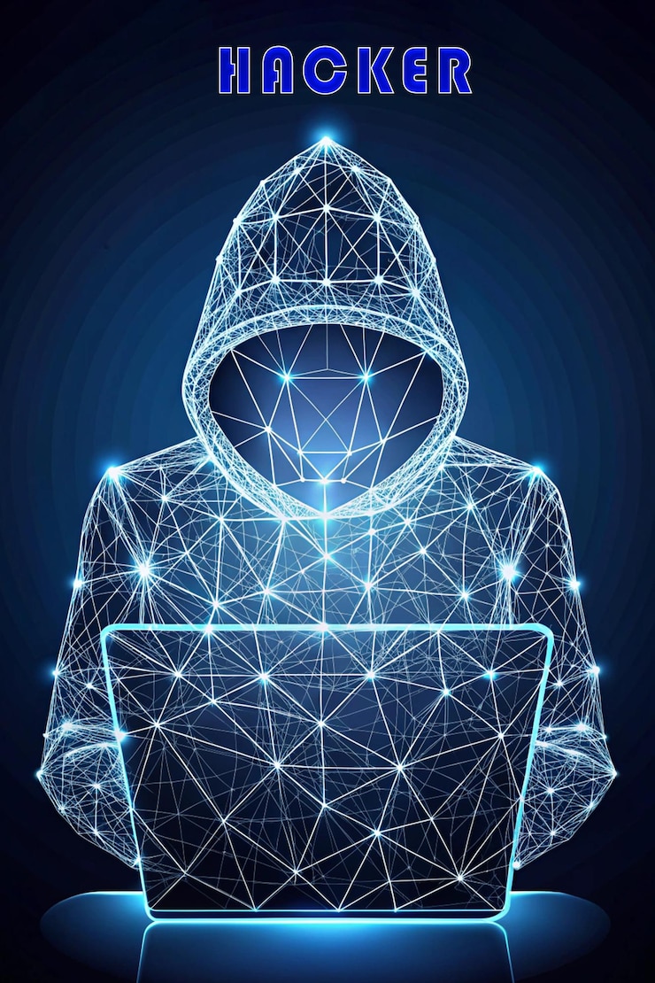 PSD hacker concept abstract futuristic blue color low poly style design
