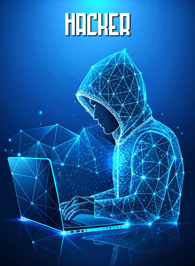 PSD hacker concept abstract futuristic blue color low poly style design