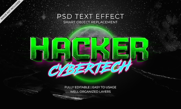 Hacker cybertech-teksteffectsjabloon