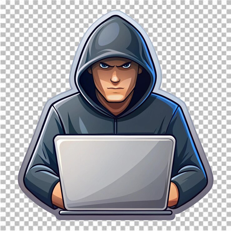 PSD hacker illustration sticker designs which print on a t shirt without background psd
