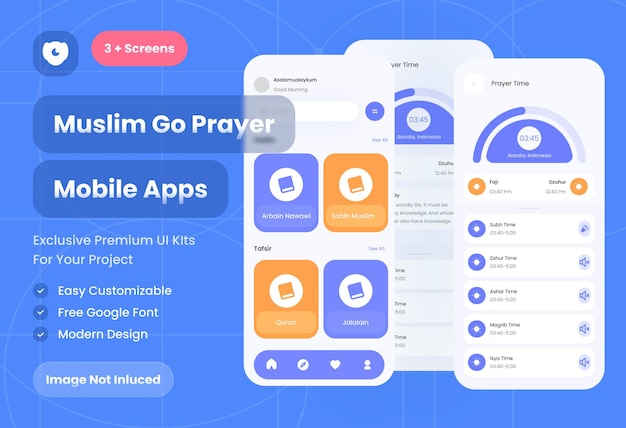 PSD Хадисы мусульманских мобильных приложений ui kit template