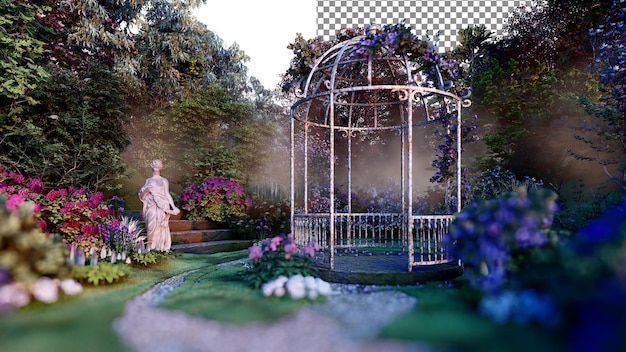 Hagen er full av blomster PNG transparent bakgrunn 3D-rendering