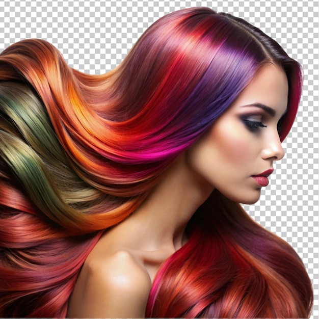 PSD capelli bellissimi capelli colorati capelli colorazione dei capelli su sfondo trasparente