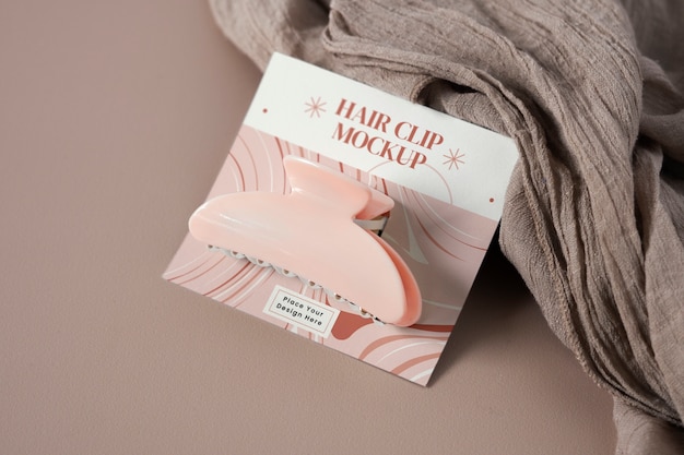 PSD hair clip on paper mockup