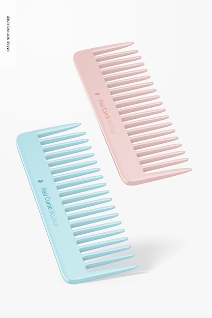 Hair combs mockup, floating