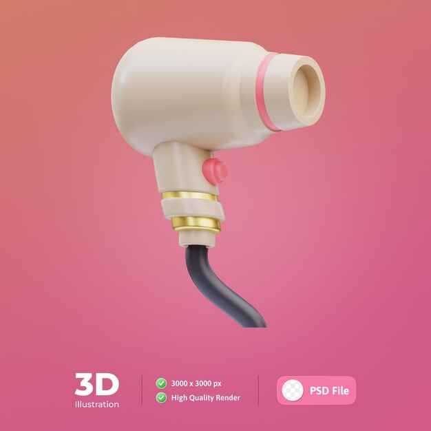 PSD ヘアドライヤーの 3 d イラストレーション