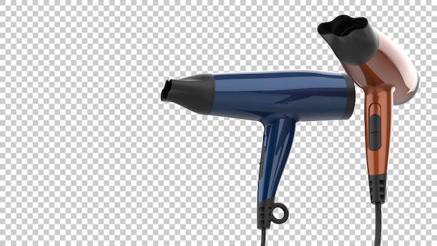 PSD hair dryer isolated on transparent background 3d rendering illustration