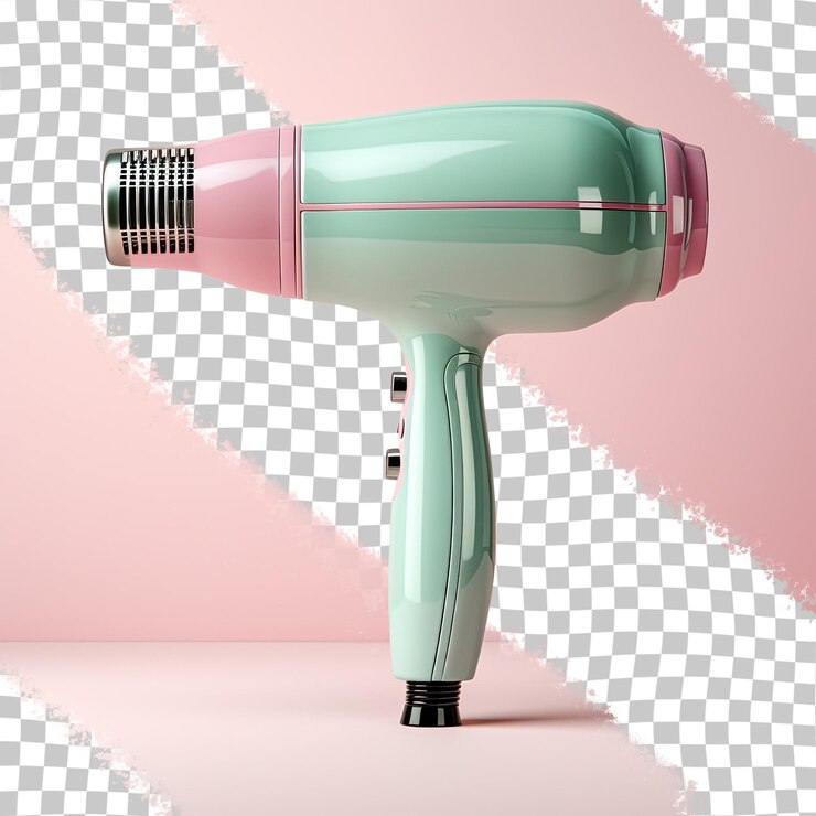 PSD hair dryer and nozzle set on a transparent background