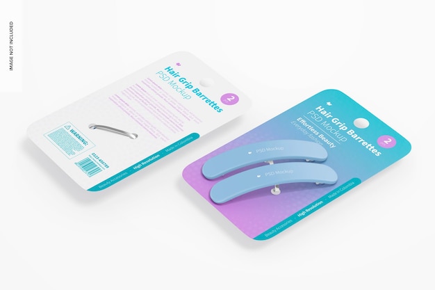 hair grip barrettes blisters mockup