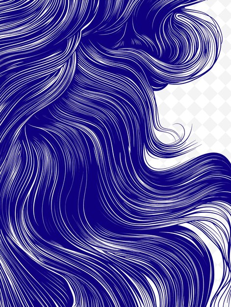 PSD testura di fili di capelli umani con decorazione di sfondo curva lineare e flessibile o png creative overlay