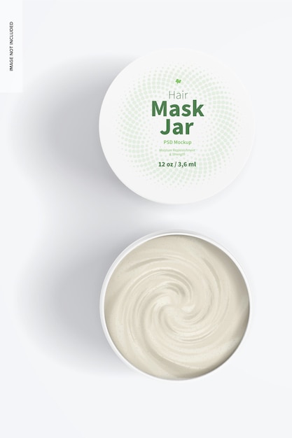 hair mask jars mockup, top view