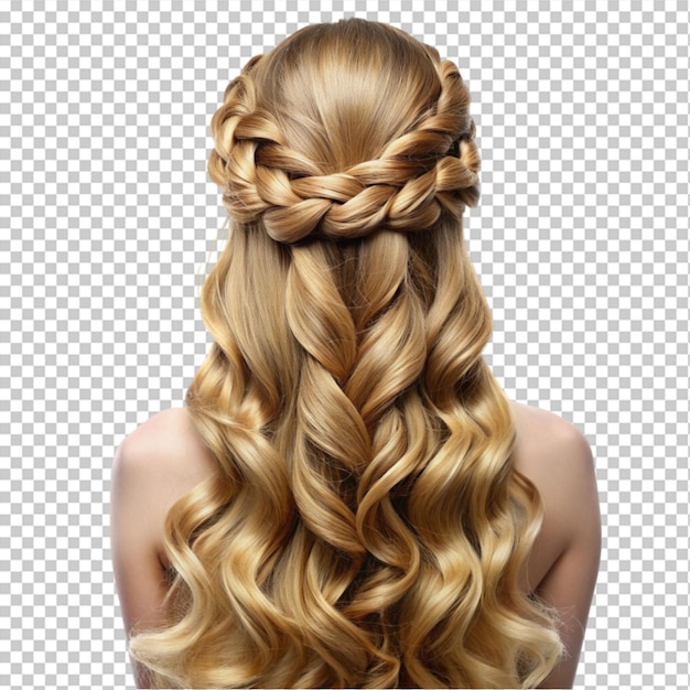 PSD hair style on long hair on transparent background