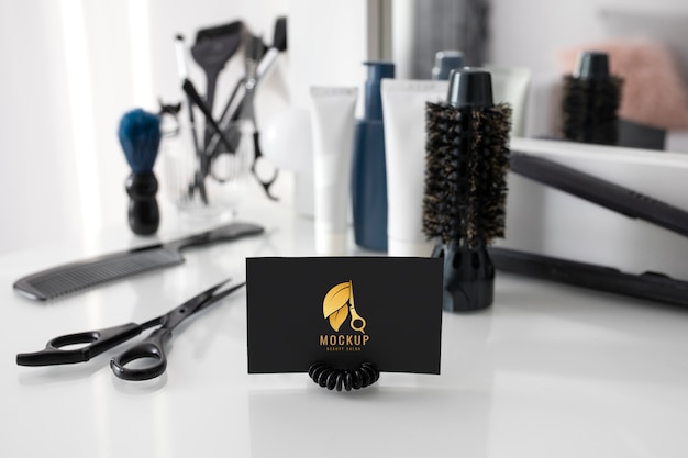 PSD hairdresser business card mockup