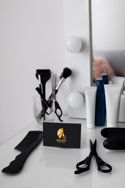 Hairdresser business card mockup