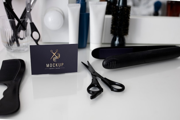 Hairdresser business card mockup