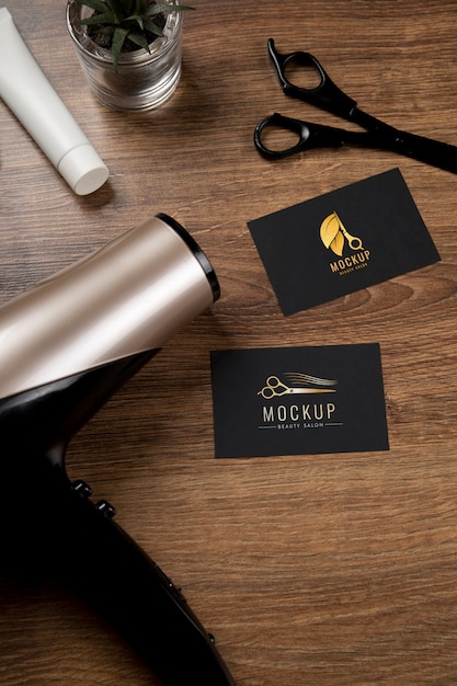 PSD hairdresser business card mockup