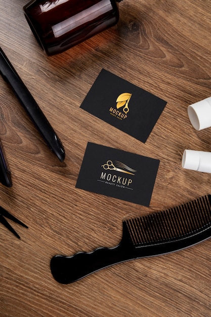 PSD hairdresser business card mockup